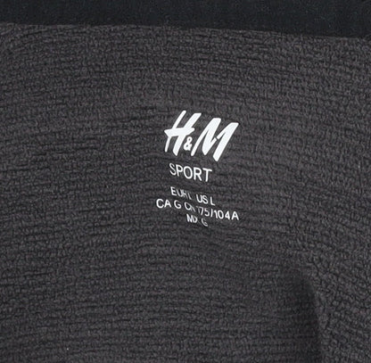 H&M Men’s Black Fleece Sport Hooded Jacket Size L Athletic Fit