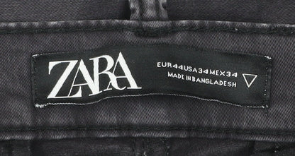 Zara Men Black Cargo Tapered Jeans Size 34 Regular Fit