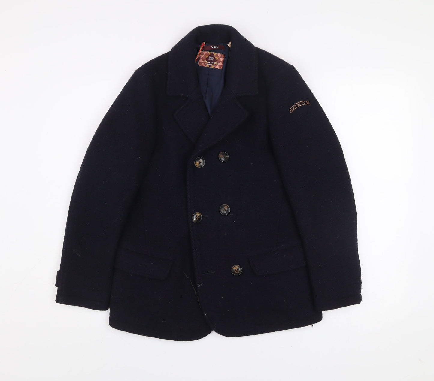 Womens UK Size 12 Scotch Shrunk Blue Pea Coat
