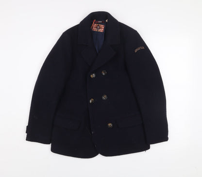 Womens UK Size 12 Scotch Shrunk Blue Pea Coat