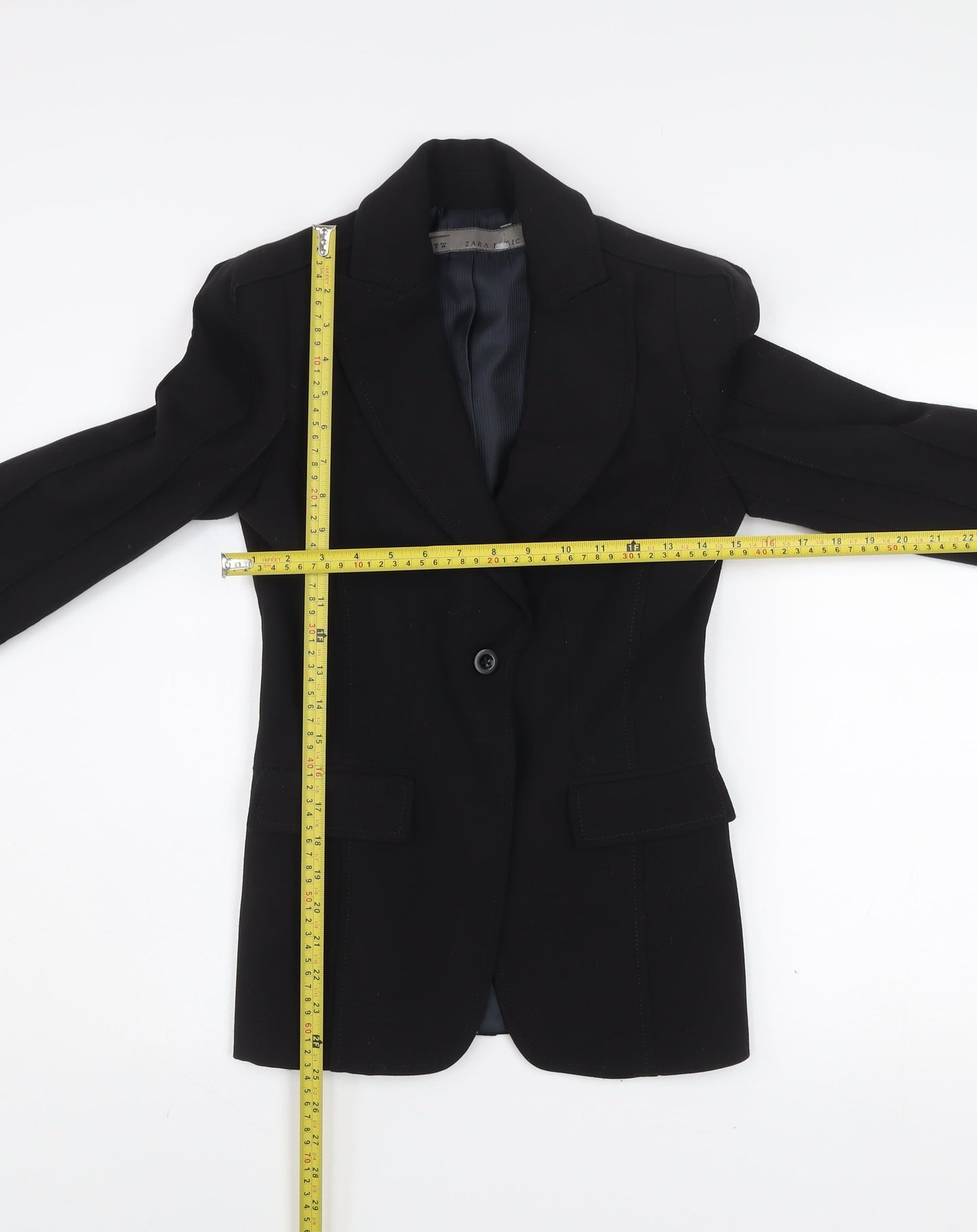 Zara Basic Women's Black Tailored One-Button Blazer Size S