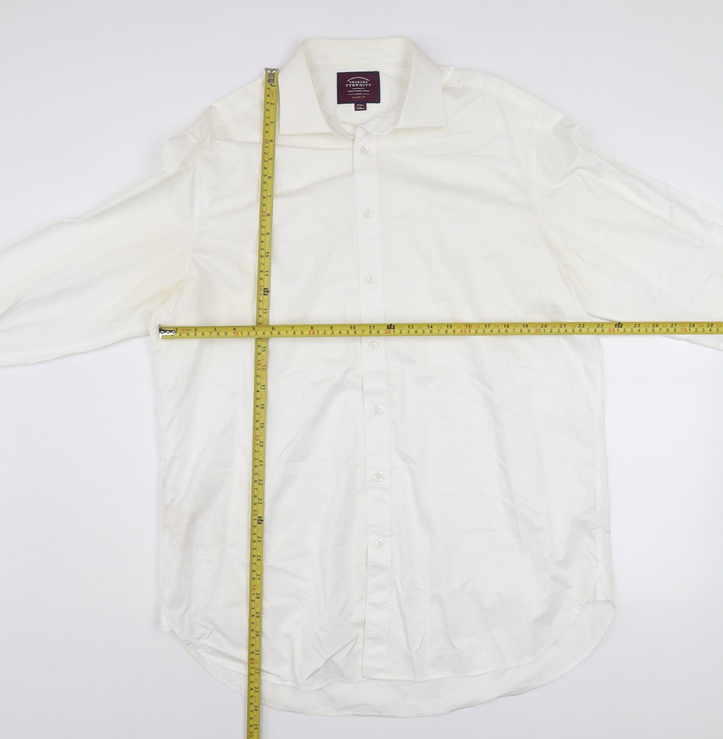 Charles Tyrwhitt Men’s White Classic Fit 17/34 Cotton Dress Shirt