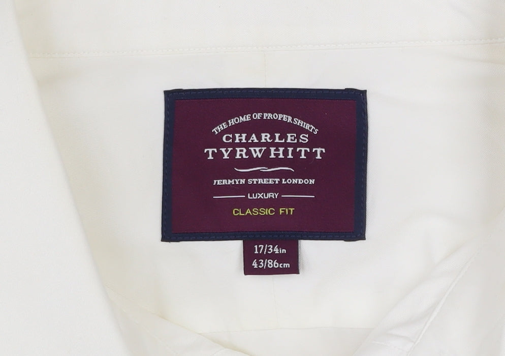 Charles Tyrwhitt Men’s White Classic Fit 17/34 Cotton Dress Shirt