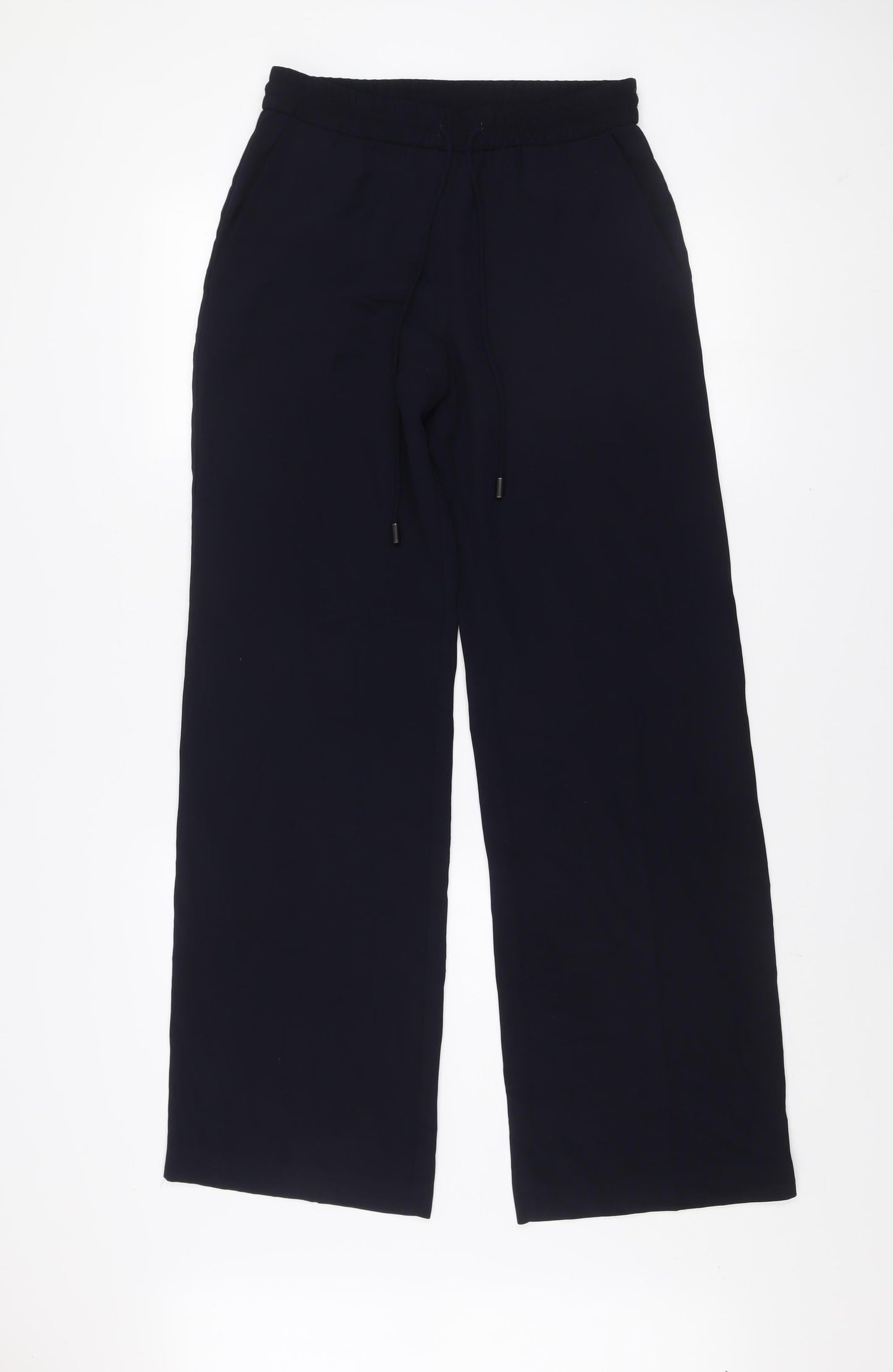 Mango Women’s Black XS Wide-Leg Crepe Drawstring Trousers
