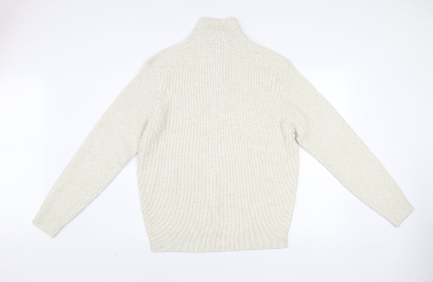 Marks and Spencer Men’s Ivory Wool Blend 1/2 Zip Jumper L Regular Fit