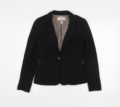 Bershka Women Black Slim Fit One-Button Blazer Jacket Size S