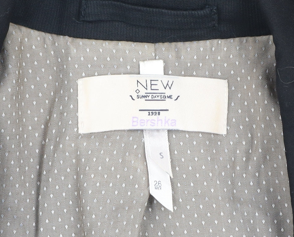 Bershka Women Black Slim Fit One-Button Blazer Jacket Size S