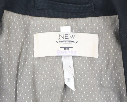 Bershka Women Black Slim Fit One-Button Blazer Jacket Size S