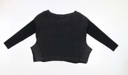 Karen Millen Women’s Black Chunky Knit Jumper Size 4 Long Sleeve Cotton Blend
