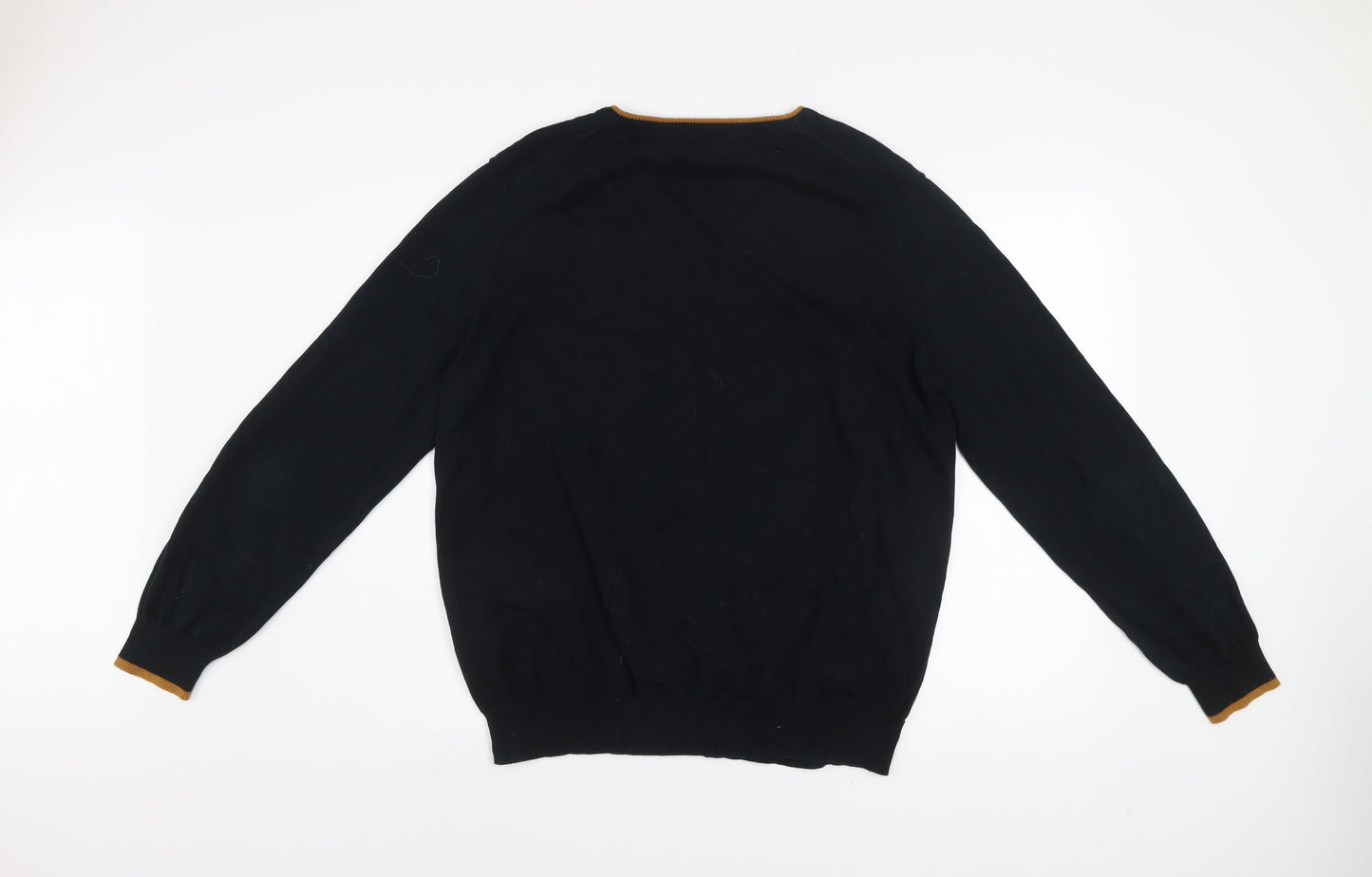 Ben Sherman Men's Black V-Neck Cotton Pullover Jumper XL