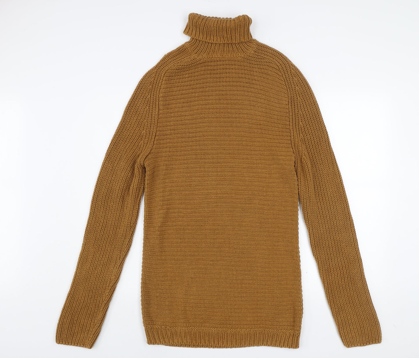 Zara Man Brown Roll Neck Chunky Knit Cotton Blend Men’s XL Jumper