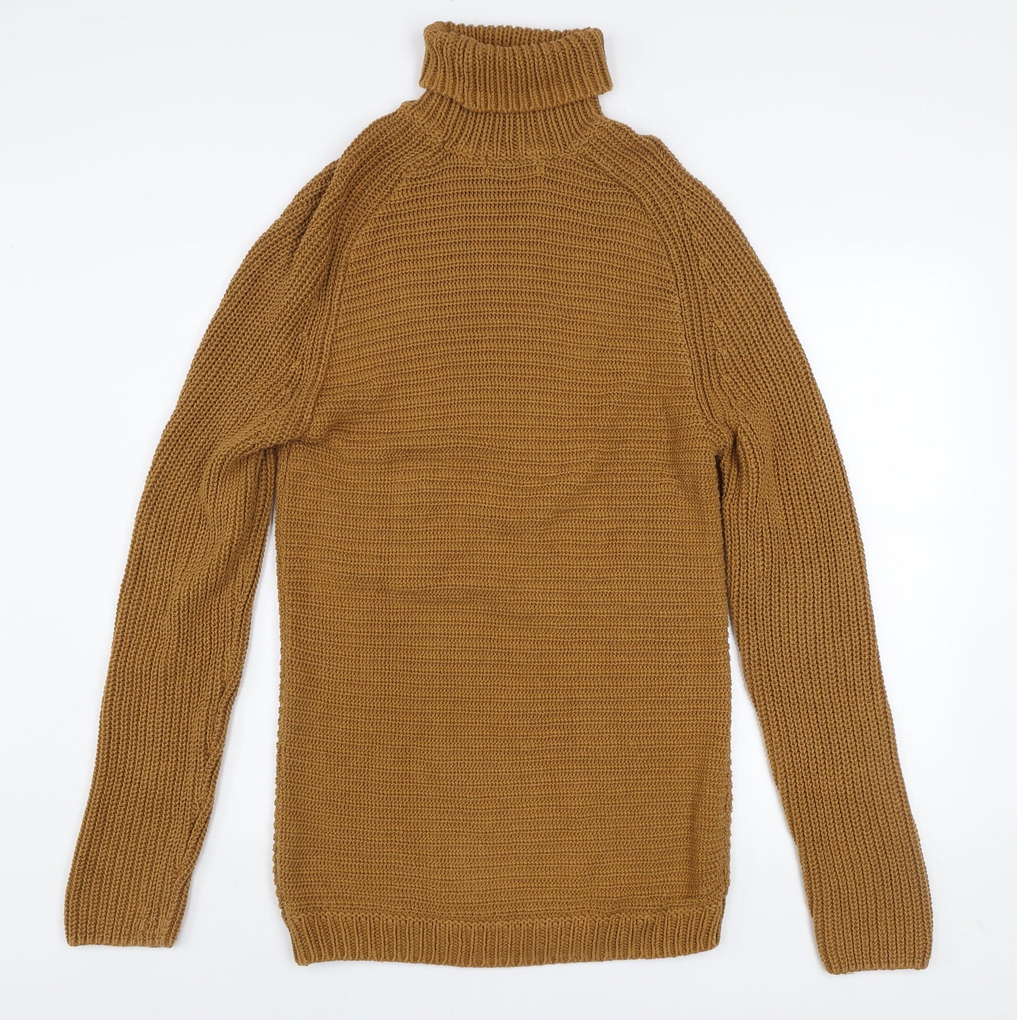 Zara Man Brown Roll Neck Chunky Knit Cotton Blend Men’s XL Jumper