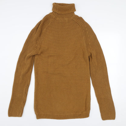 Zara Man Brown Roll Neck Chunky Knit Cotton Blend Men’s XL Jumper