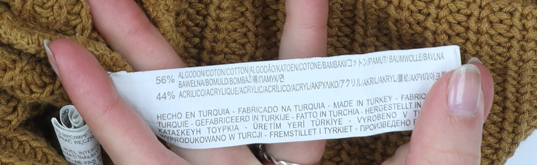 Zara Man Brown Roll Neck Chunky Knit Cotton Blend Men’s XL Jumper