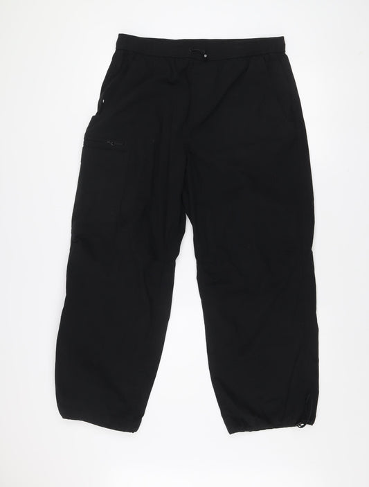 Marks and Spencer Men Black Cargo Trousers M Loose Fit