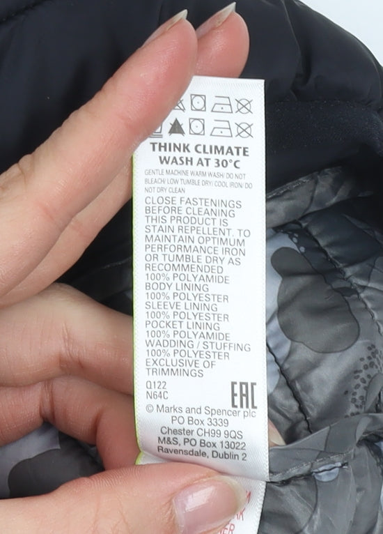 Marks and Spencer Boys Black 12-13 Years Hooded Puffer Jacket