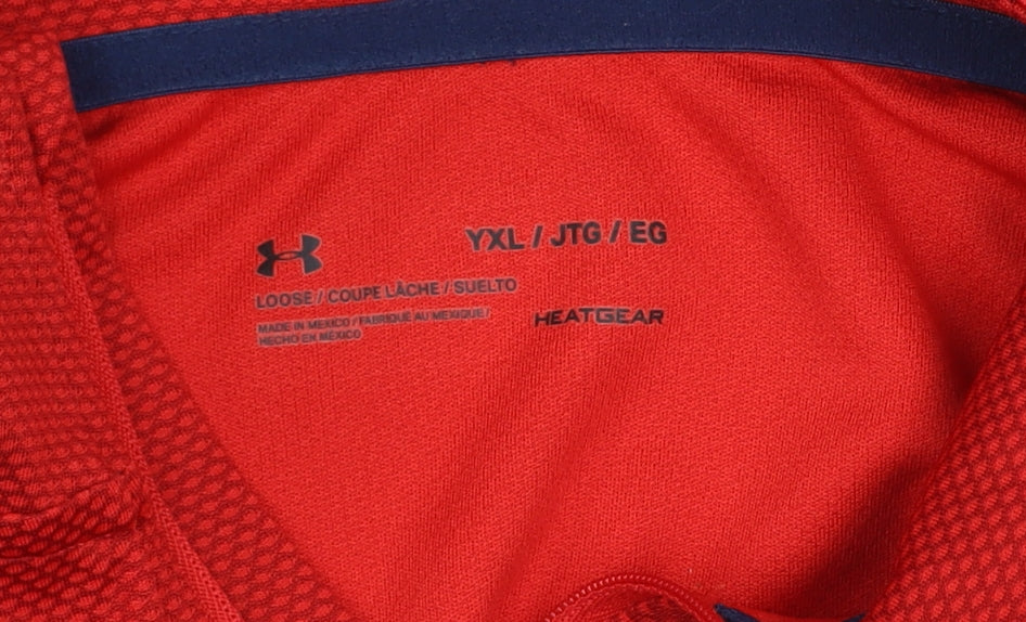 Under Armour Boys Red XL 1/4 Zip HeatGear Pullover Sweatshirt