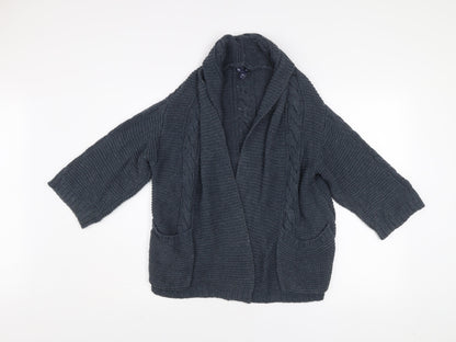 Gap Women’s Grey Cable-Knit Open Cardigan M Cotton Blend