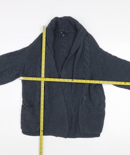 Gap Women’s Grey Cable-Knit Open Cardigan M Cotton Blend