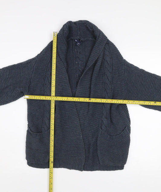 Gap Women’s Grey Cable-Knit Open Cardigan M Cotton Blend