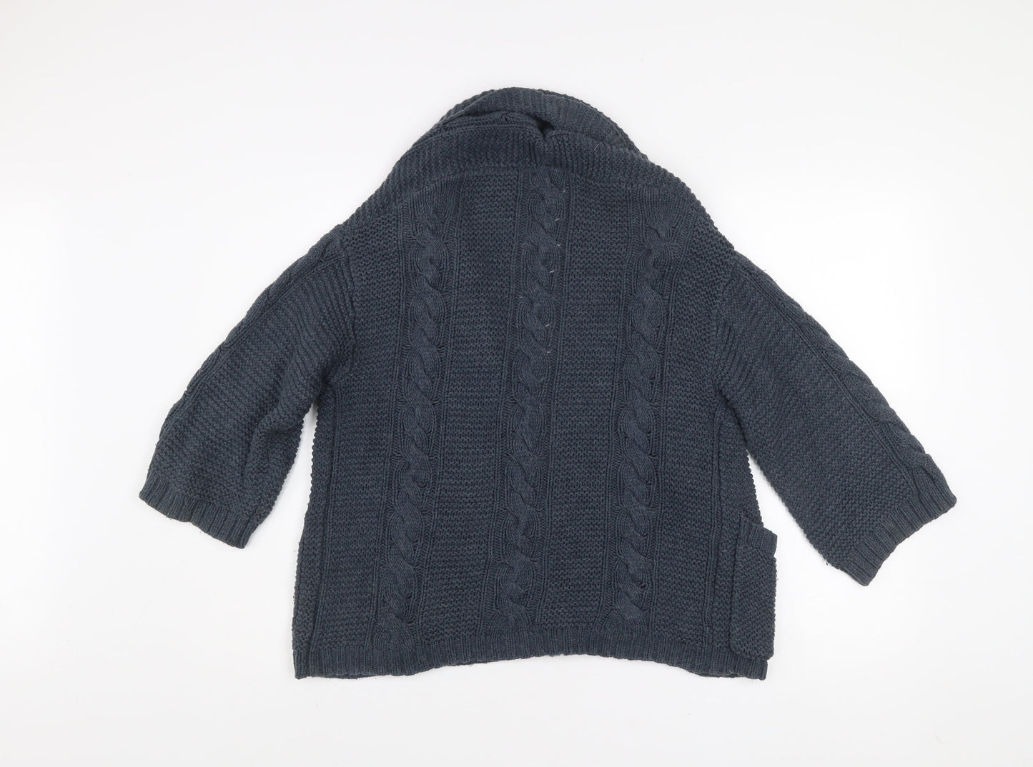 Gap Women’s Grey Cable-Knit Open Cardigan M Cotton Blend