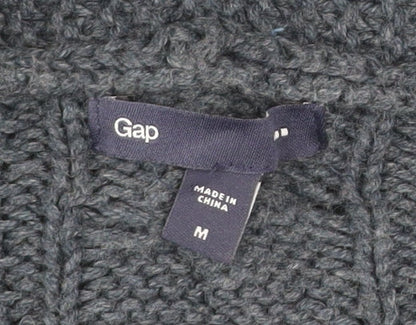 Gap Women’s Grey Cable-Knit Open Cardigan M Cotton Blend
