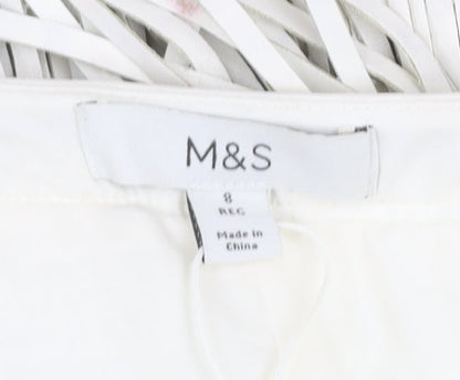 Marks and Spencer Women Ivory Fringe Mini Skirt Size 8 Bohemian Style