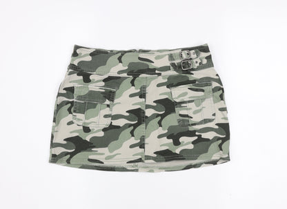 Hollister Women’s Green Camouflage Cargo Mini Skirt S Low Rise
