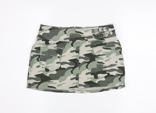 Hollister Women’s Green Camouflage Cargo Mini Skirt S Low Rise
