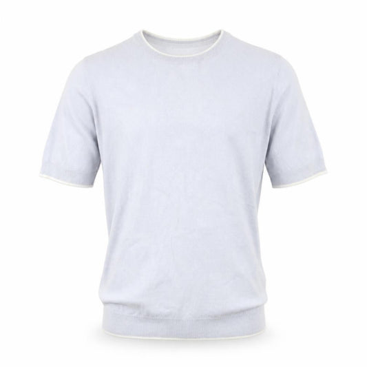 Front view of Kin Men’s Blue Cotton Short Sleeve Knit Top, size M
