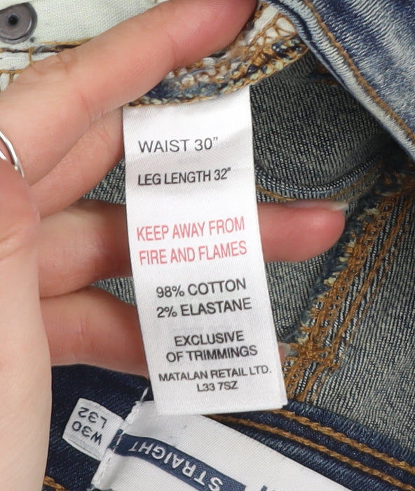 Matalan Men’s Blue Straight Leg Denim Jeans W30 L32 Stretch