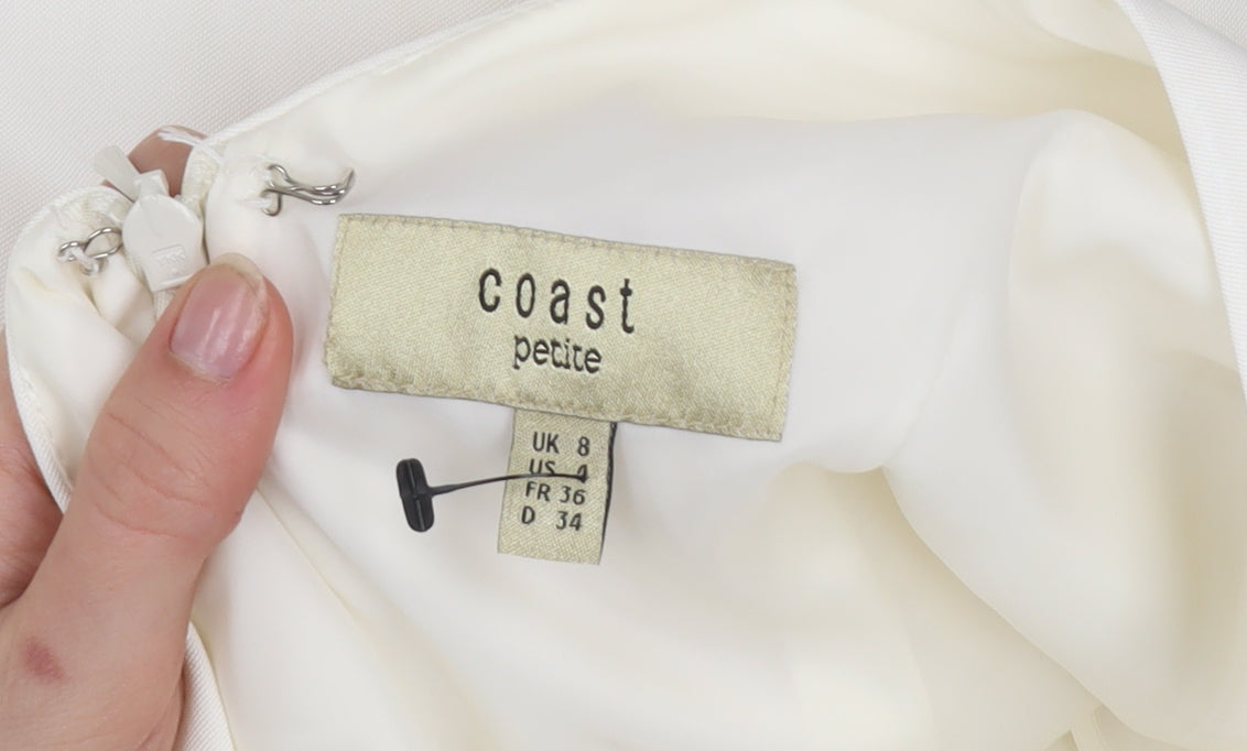 Coast Petite Ivory Black Bow Knee Length Sheath Dress UK 8