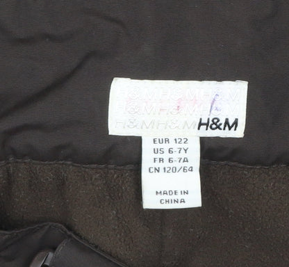 H&M Boys Brown Waterproof Snow Pants 7 Years Winter Ski Trousers