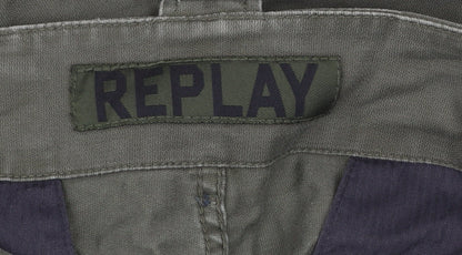 Replay Men's Green Cargo Trousers Size 32 Regular Cotton Workwear