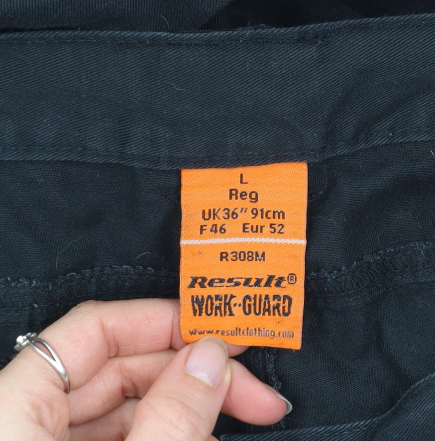 Result Work-Guard Men's Black Cargo Work Trousers Size L 36in Regular