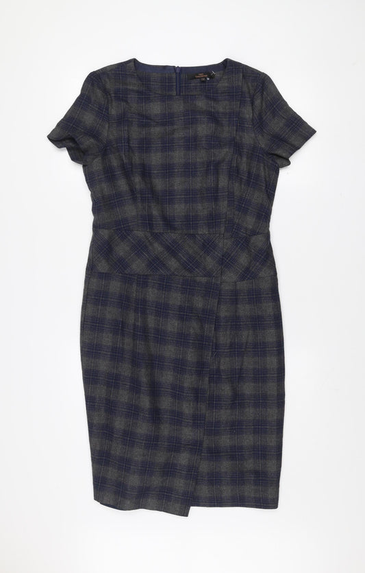 Next Women Grey Check Sheath Dress Size 12 Tailoring Workwear