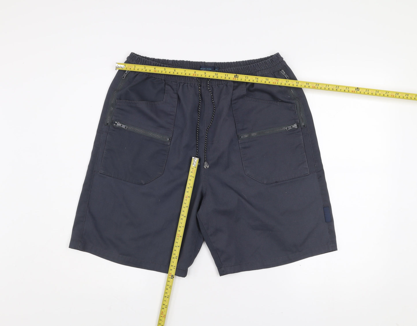 Infuse Jeans Men's Blue XL Cargo Shorts with Zip Pockets