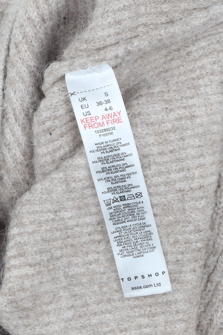 Womens UK Size S Topshop Beige Pullover Jumper