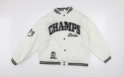 H&M Divided Men's White Varsity Jacket M 38in CHAMPS Series Style
