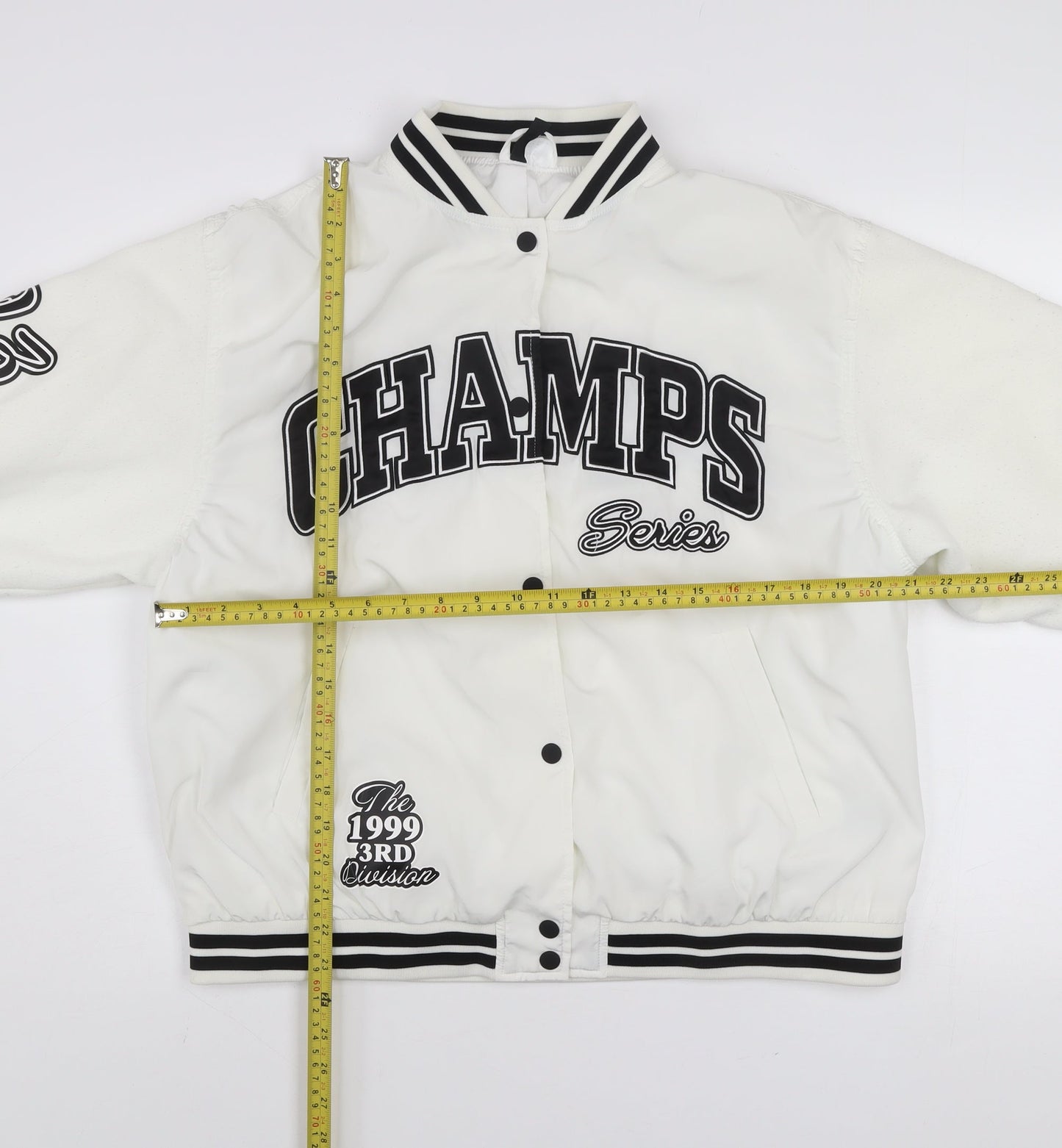 H&M Divided Men's White Varsity Jacket M 38in CHAMPS Series Style