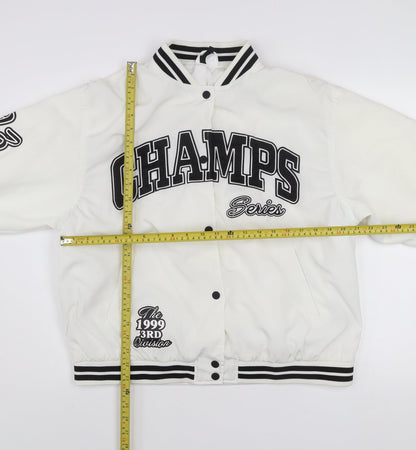 H&M Divided Men's White Varsity Jacket M 38in CHAMPS Series Style