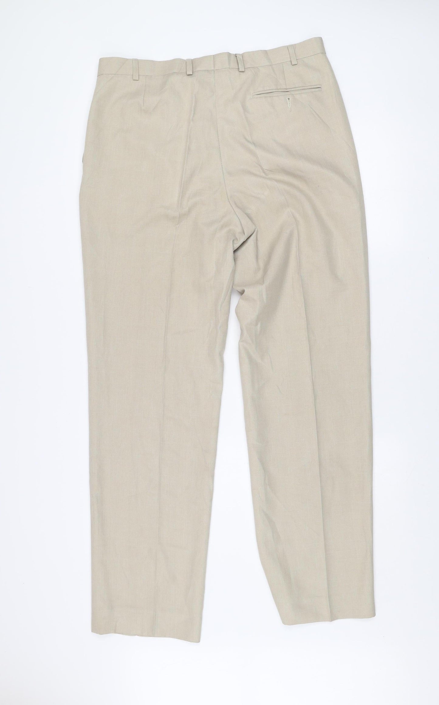 Marks and Spencer Men’s Beige 36x33 Dress Pants Pleated Lightweight Trousers