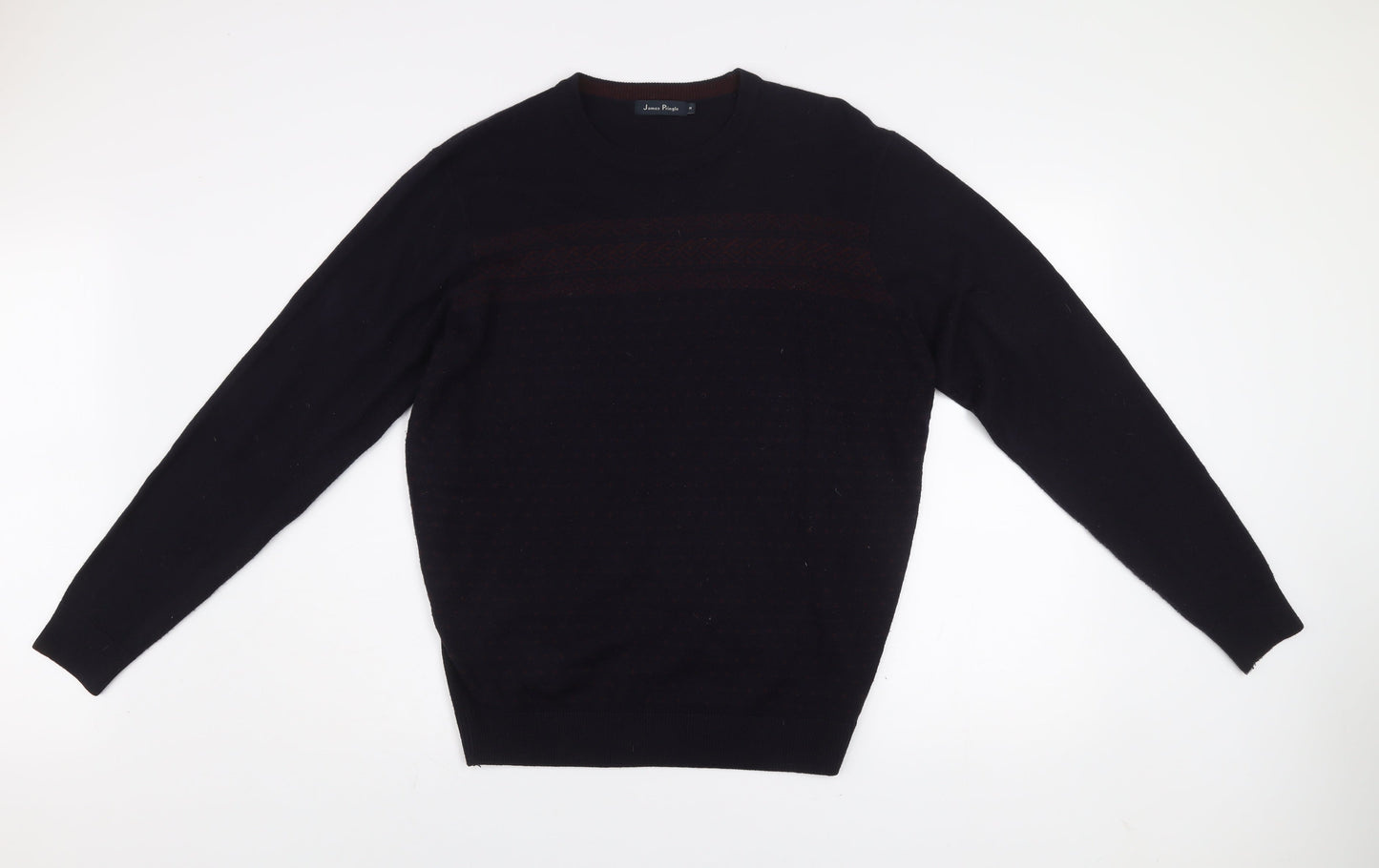 James Pringle Men's Black Fair Isle Knit Acrylic Pullover Jumper M