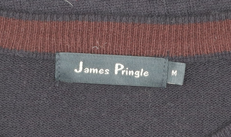James Pringle Men's Black Fair Isle Knit Acrylic Pullover Jumper M