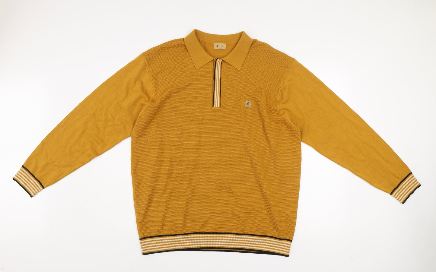 Gabicci Mens Yellow 2XL Collared Cotton Acrylic Henley Jumper