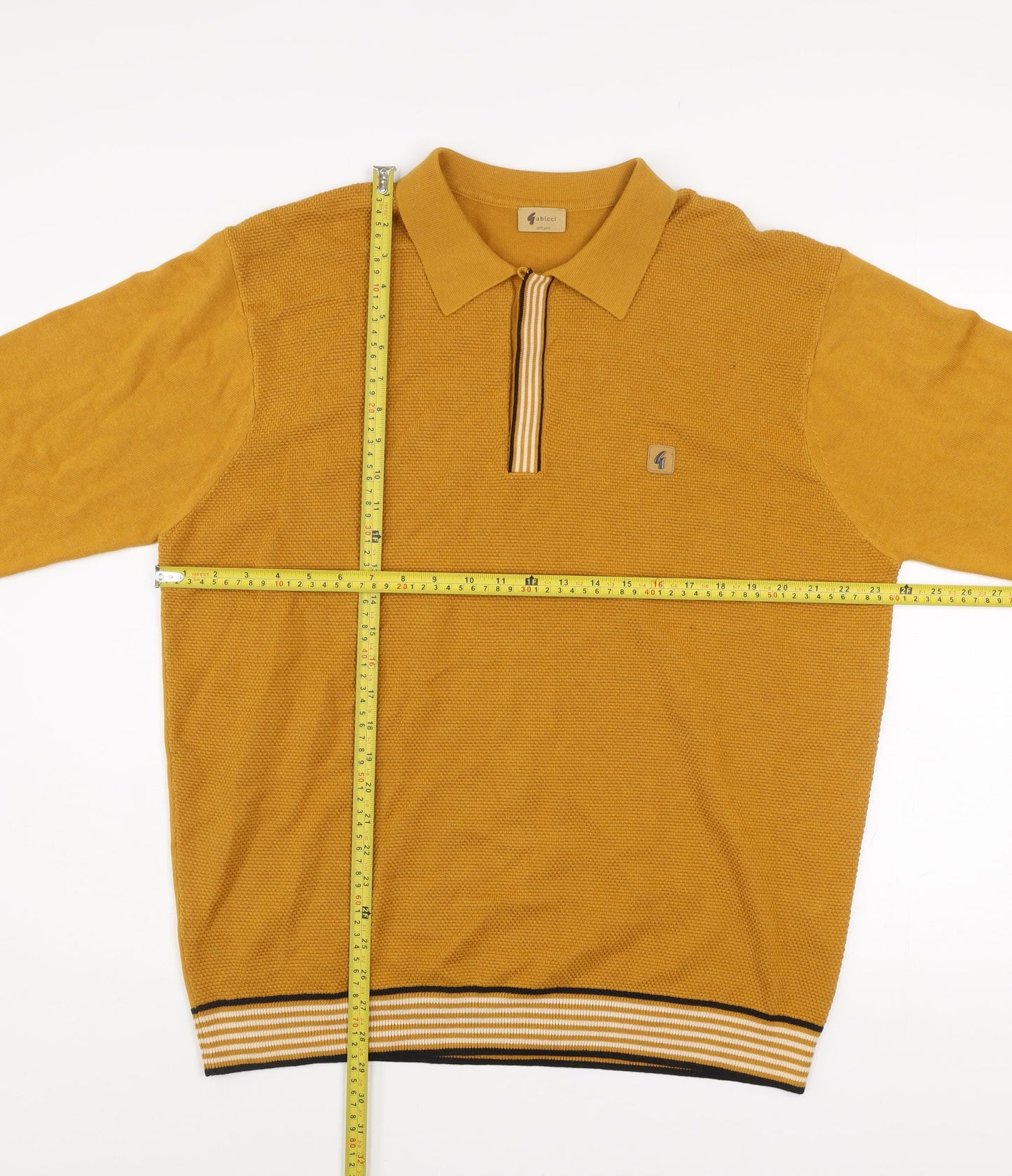 Gabicci Mens Yellow 2XL Collared Cotton Acrylic Henley Jumper