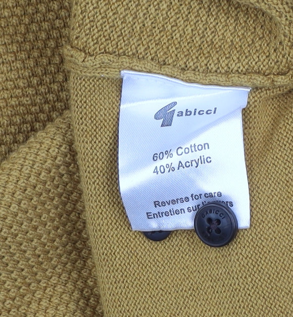 Gabicci Mens Yellow 2XL Collared Cotton Acrylic Henley Jumper