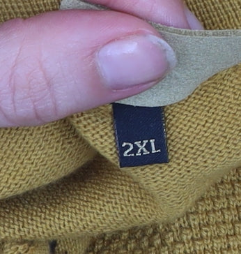 Gabicci Mens Yellow 2XL Collared Cotton Acrylic Henley Jumper