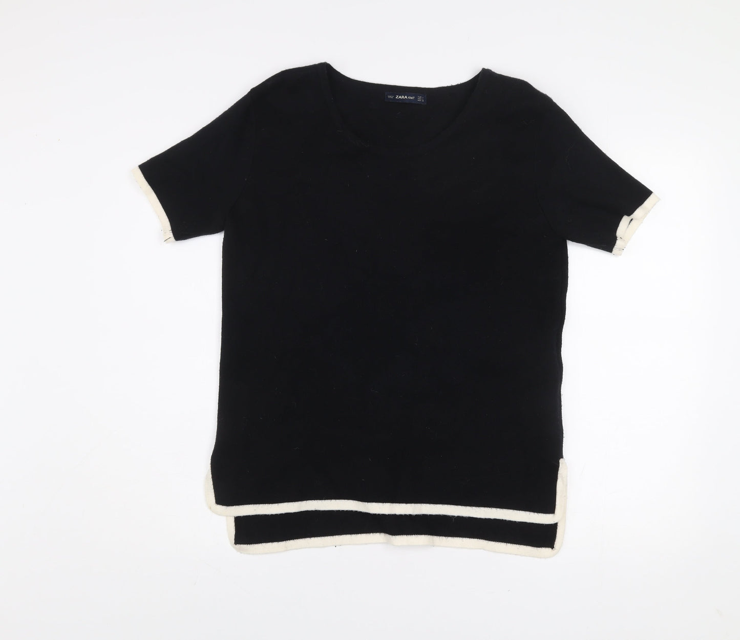 Womens UK Size L Zara Black Basic T-Shirt