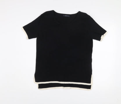 Womens UK Size L Zara Black Basic T-Shirt